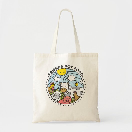 Vegan Friends Not Food Veganism Plant Based Food V Tote Bag (Voorkant)