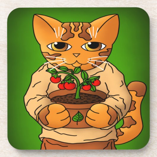 Vegan Gardener Cat Bier Onderzetter (Voorkant)