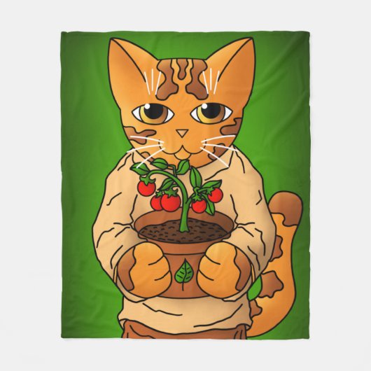 Vegan Gardener Cat Fleece Deken (Voorkant)