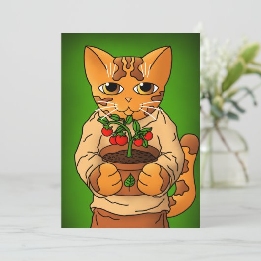 Vegan Gardener Cat Kaart (Staand voorkant)