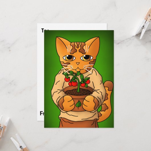 Vegan Gardener Cat Kaart (Voorkant / Achterkant in situ)
