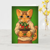 Vegan Gardener Cat Kaart (Gele Bloem)