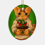 Vegan Gardener Cat Keramisch Ornament (Rechts)