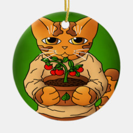 Vegan Gardener Cat Keramisch Ornament