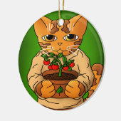 Vegan Gardener Cat Keramisch Ornament (Links)