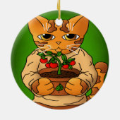 Vegan Gardener Cat Keramisch Ornament (Achterkant)