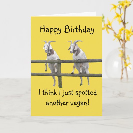 Vegan Goats Birthday Kaart (Gele Bloem)