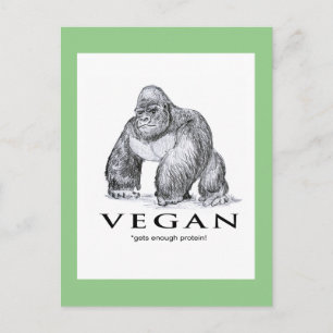 Vegan gorilla krijgt genoeg eiwitgrappig briefkaart
