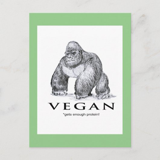 Vegan gorilla krijgt genoeg eiwitgrappig briefkaart (Voorkant)