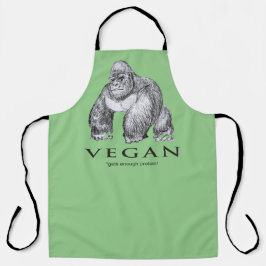 Vegan gorilla krijgt genoeg eiwitgrappig schort