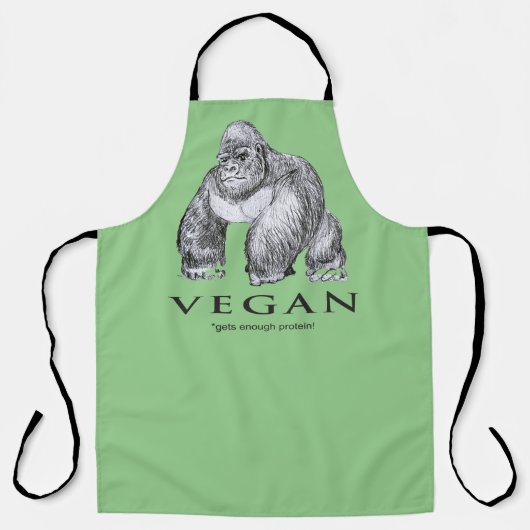 Vegan gorilla krijgt genoeg eiwitgrappig schort (Voorkant)