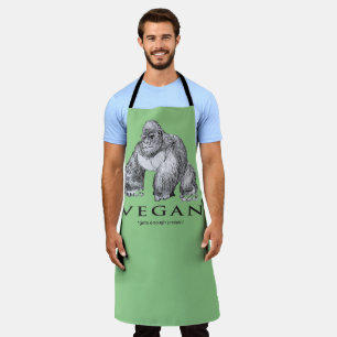 Vegan gorilla krijgt genoeg eiwitgrappig schort