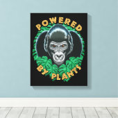 Vegan Gorilla met Planten Quote Canvas Afdruk (Insitu (Houten vloer))