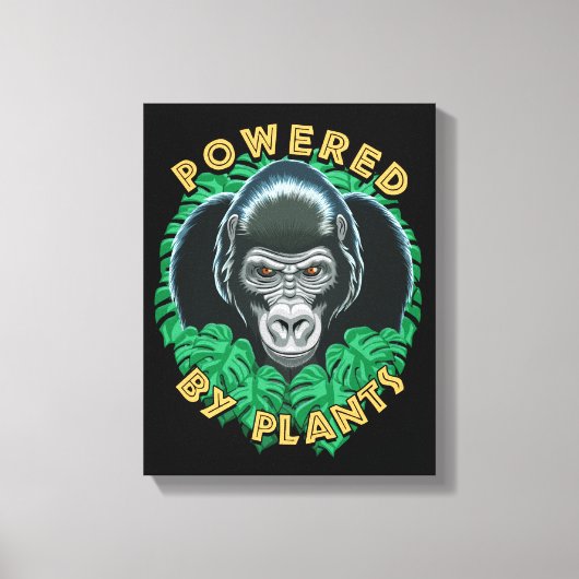 Vegan Gorilla met Planten Quote Canvas Afdruk (Voorkant)