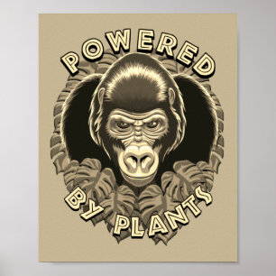 Vegan Gorilla met Planten Quote Poster