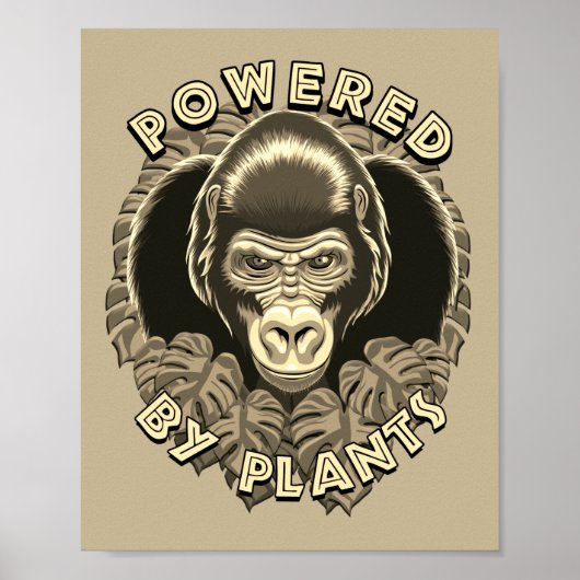 Vegan Gorilla met Planten Quote Poster (Voorkant)