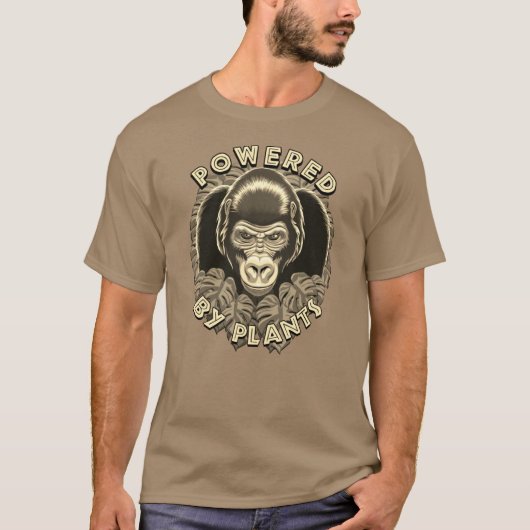 Vegan Gorilla met Planten Quote T-shirt (Voorkant)