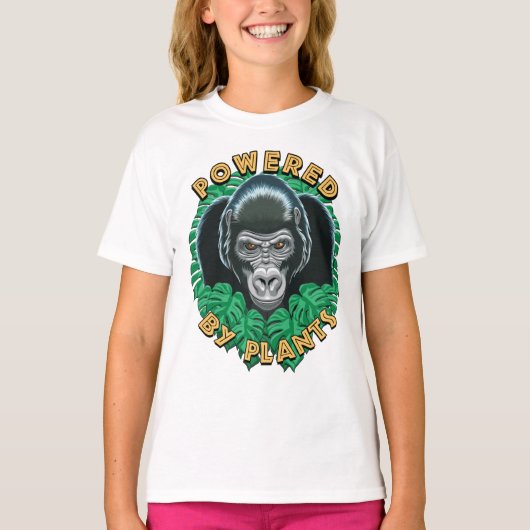Vegan Gorilla met Planten Quote T-shirt (Voorkant)