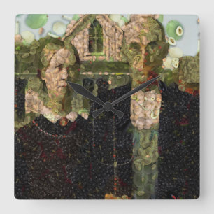 Vegan Gothic Fine Art Spoof Vierkante Klok