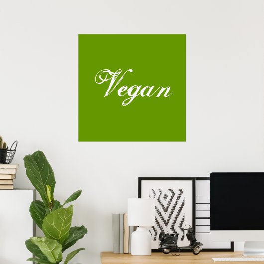 Vegan. Green. Slogan. Custom Poster (Thuiskantoor)