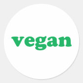 "vegan" groene letters, witte achtergrond ronde sticker (Voorkant)