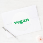 "vegan" groene letters, witte achtergrond ronde sticker (Envelop)