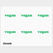 "vegan" groene letters, witte achtergrond ronde sticker (Vel)