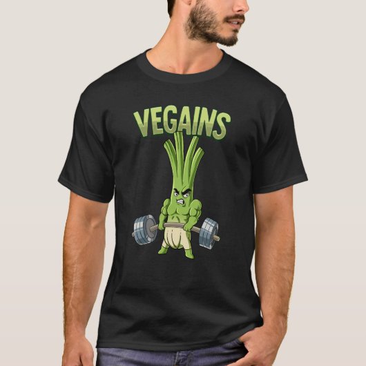 Vegan Gym Bodybuilding Vegains 1 T-shirt (Voorkant)