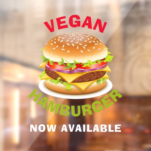 Vegan Hamburger Custom Window Cling Raamsticker (Vel 2)