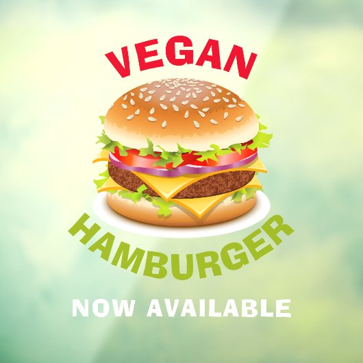 Vegan Hamburger Custom Window Cling Raamsticker (Vel 3)