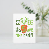 Vegan Hand schreef slogan met Briefkaart van worte (Staand voorkant)