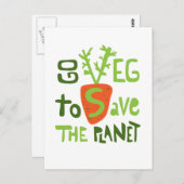 Vegan Hand schreef slogan met Briefkaart van worte (Voorkant / Achterkant)