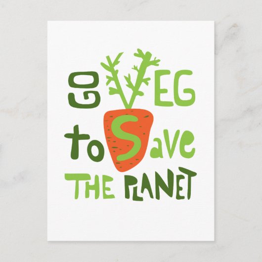 Vegan Hand schreef slogan met Briefkaart van worte (Voorkant)