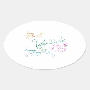 Vegan & happy lifestyle ovale sticker