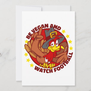 vegan happy thanksgiving kalkoen voetbal kaart