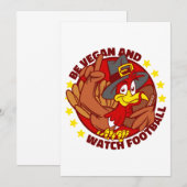 vegan happy thanksgiving kalkoen voetbal kaart (Voorkant / Achterkant)