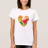 Vegan Heart Colorful Fruits Statement T-shirt (Voorkant)