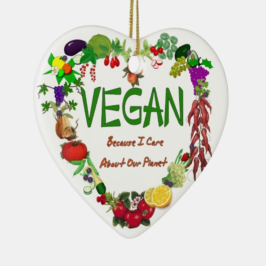 Vegan Heart Keramisch Ornament (Rechts)