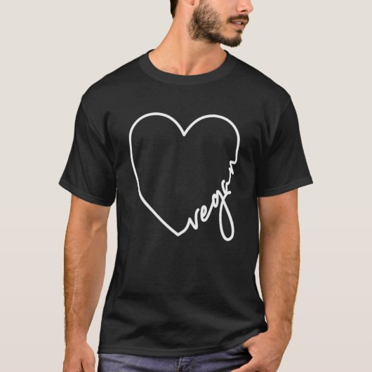 Vegan Heart Love Vegan Food Heart voor veganisten T-shirt (Voorkant)