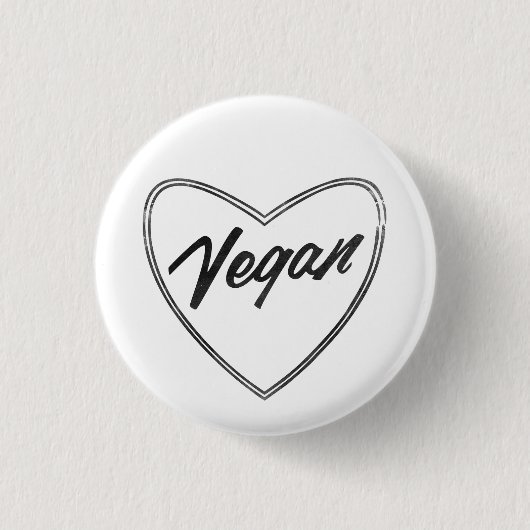 VEGAN Heart Pin Badge Ronde Button 3,2 Cm (Voorkant)