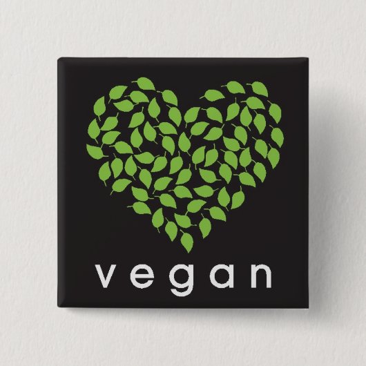 vegan HEART Vierkante Button 5,1 Cm (Voorkant)