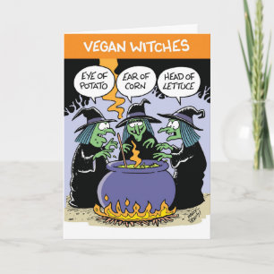 Vegan heksen Halloween Kaart