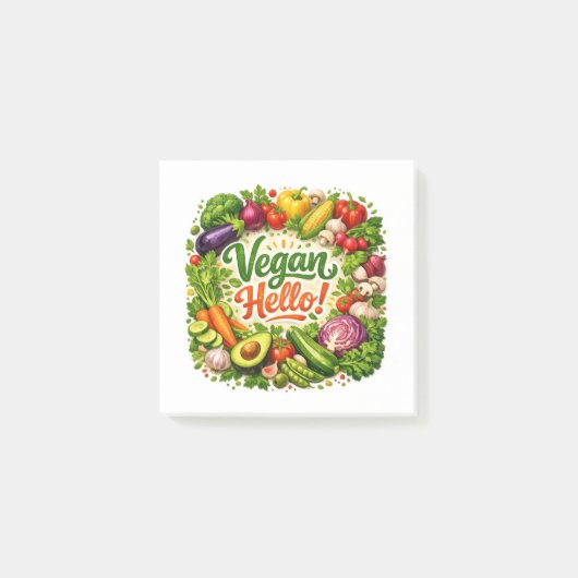 Vegan Hello Post‑It Notities Post-it® Notes (Voorkant)