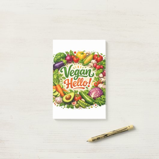 Vegan Hello Post‑It Notities  Post-it® Notes (Op bureau)