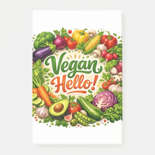 Vegan Hello Post‑It Notities Post-it® Notes (Voorkant)
