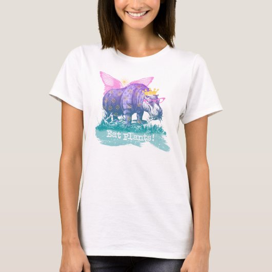 Vegan Herbivore Magic Hippo T-shirt (Voorkant)