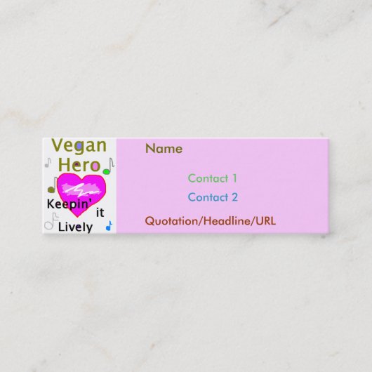 Vegan Hero Pink Mini Visitekaartje (Voorkant)