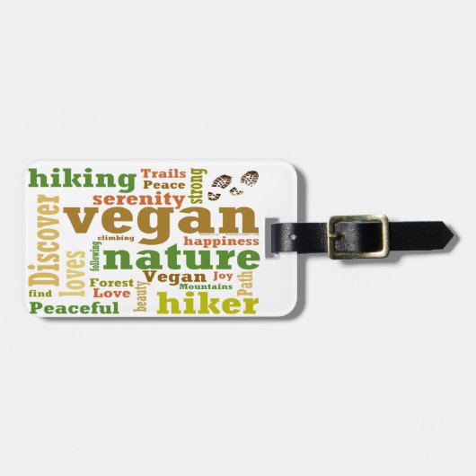 Vegan Hiker Hiking Word Cloud Bagagelabel (Voorkant horizontaal)