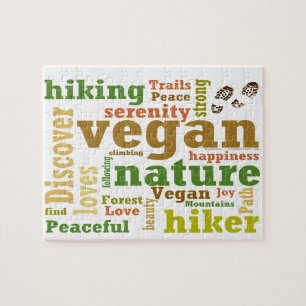 Vegan Hiker Hiking Word Cloud Legpuzzel