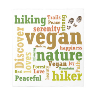 Vegan Hiker Hiking Word Cloud Notitieblok